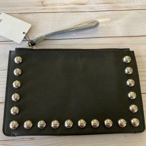 MNG by Mango Black Studded Zipper Pouch